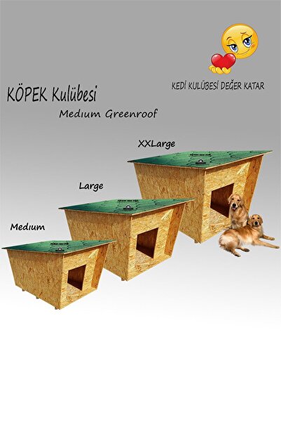 Kedigram Kedi Kulübesi Köpek Kulübesi Greenroof M - Kedi Köpek Kulübesi - Su Geçirmez Ev - Shıngle Kaplamalı Ahşap Kulübe