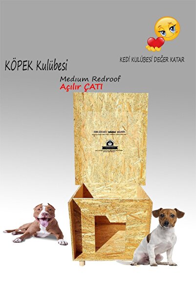 Kedigram Kedi Kulübesi Köpek Kulübesi Redroof M - Kedi Köpek Kulübesi - Su Geçirmez Ev - Shıngle Kaplamalı Ahşap Kulübe