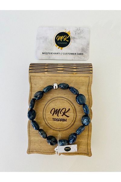 MK tasarım Real Lapis Lazuli Bracelet| Mktasarim in Special Box| Mktasarım Customer Card