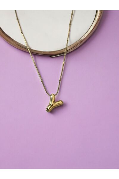 Brillo Çelik Balon (Y) Harfli Kolye Paslanmaz