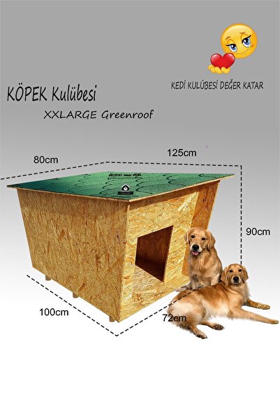 Kedigram Kedi Kulübesi Köpek Kulübesi Greenroof Xxl - Kedi Köpek Kulübesi - Su Geçirmez - Shıngle Kaplamalı Ahşap Kulübe