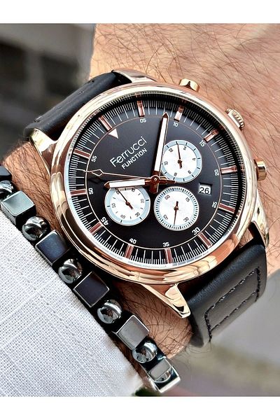 Ferrucci Men's Leather Cord Wristwatch - FCF.12709TK.05 Function