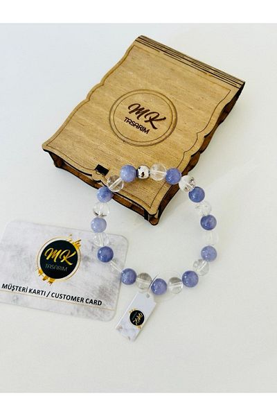 MK tasarım Real Crystal - Purple Quartz Bracelet| Mktasarim in Special Box| Mktasarım Custom Customer Card
