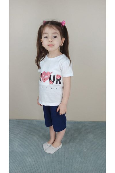 Bluence Costum Capri din bumbac alb pentru fete
