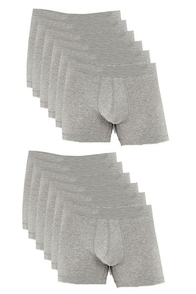 Bluence Ανδρικό βαμβακερό Lycra Stretchy Grey Boxer 12 τεμαχίων