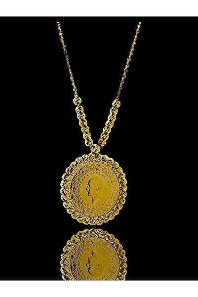 MaGold Darphane Çeyrek Altın Dorikalı Çerçeve Çok Şık 14 Ayar Altın Kolye