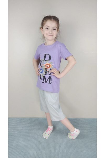 Bluence Girl Waiter Cotton Lilac Capri Set
