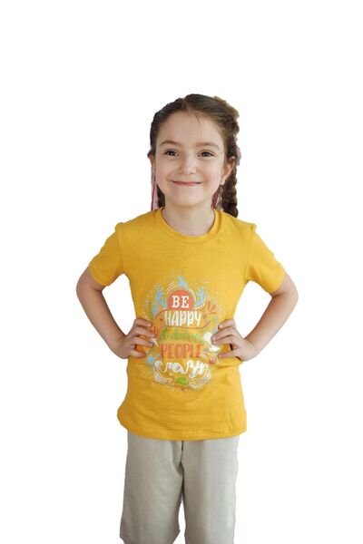 Bluence Tricou din bumbac pentru copii Hardal Kız Garson