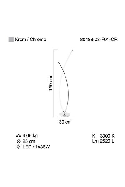LUCEA Bastelıca Ledlı Lambader 38w 3000k