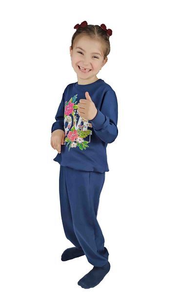 Bluence Σετ φόρμας για κορίτσια σερβιτόρα Navy Blue με στάμπα από βαμβάκι
