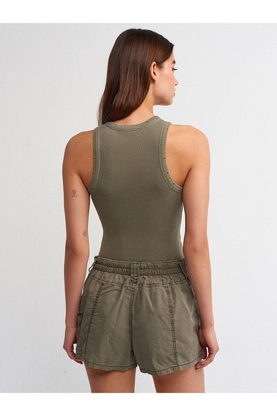 Dilvin 20652 Antique Sleeveless Top-Khaki