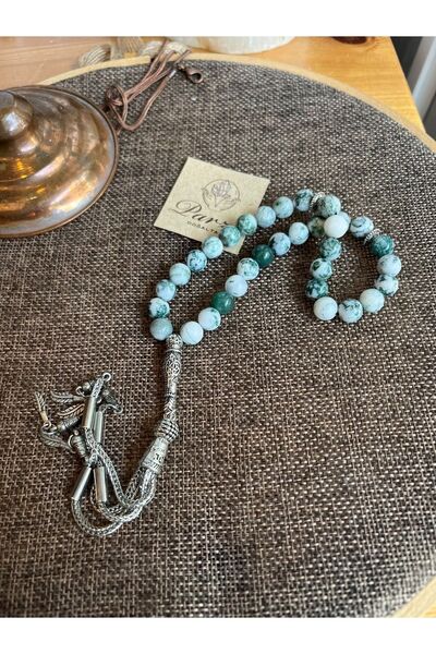 parze doğaltaş Rozariu din agat cu alge marine