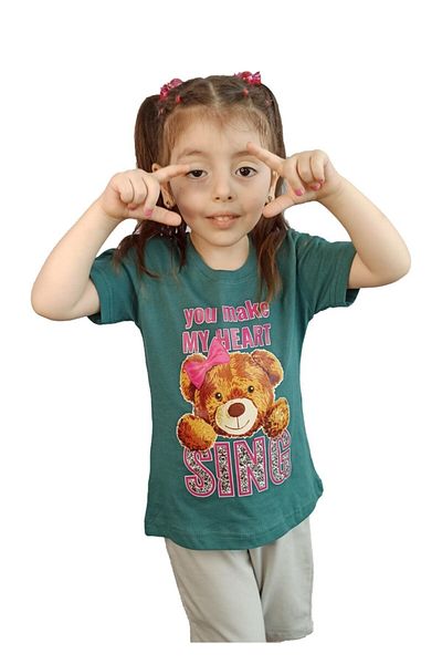 Bluence Green Girl's Cotton T-shirt