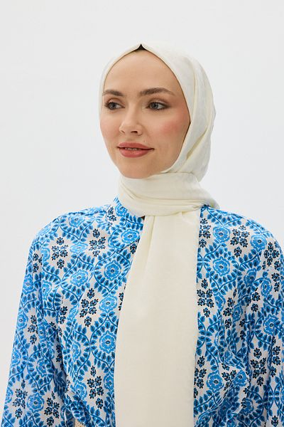 Mira İpek Shiny Jacquard Bloom Patterned Shawl