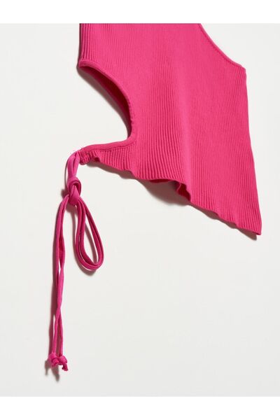 Dilvin 10347 Right Side Lace Knitwear Undershirt-fuchsia