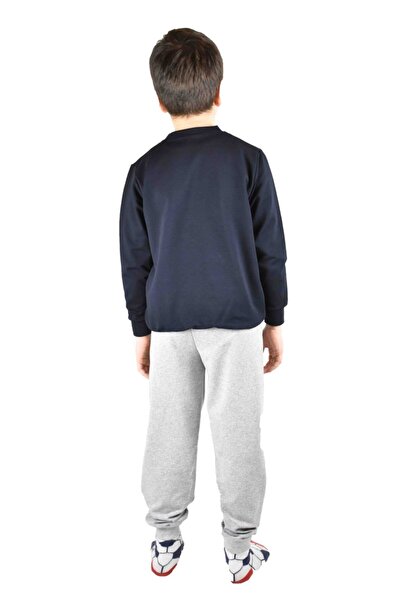 Bluence Boy's Dark Blue Printed Long Sleeve Tracksuit Set