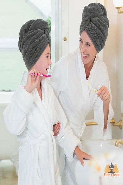 Fine Clean (1 Piece) Microfiber Gray Hair Towel, Hair Cap, Sea, Pool, After Bath Cap