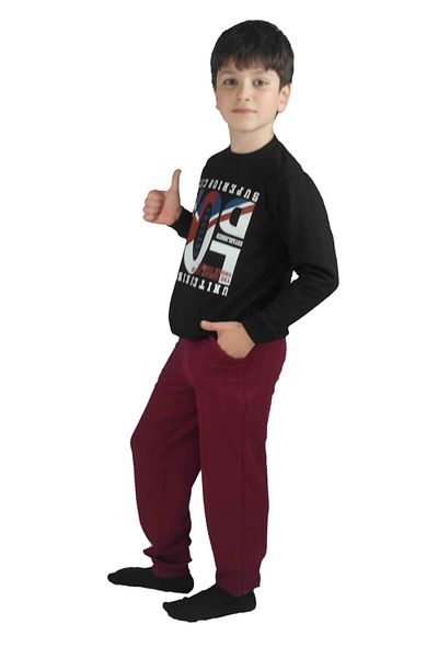 Bluence Ανδρικό Σετ Φόρμας Μαύρο Claret Red Cotton