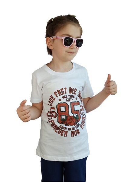 Bluence Ecru Girl Waiter Children's Cotton T-shirt