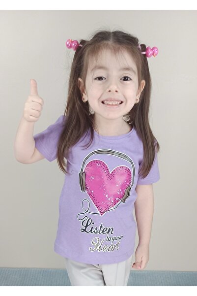 Bluence Tricou din bumbac liliac pentru fete