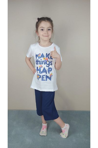Bluence Set capri din bumbac alb pentru fetiță