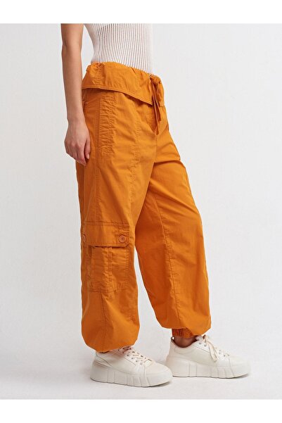 Dilvin 70928 Beli Katlamalı Kargo Pantolon-Oranj