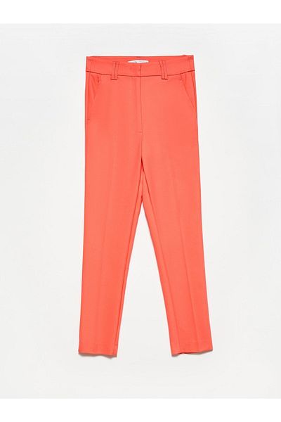 Dilvin 70690 High Waist Classic Trousers-Pomegranate Flower