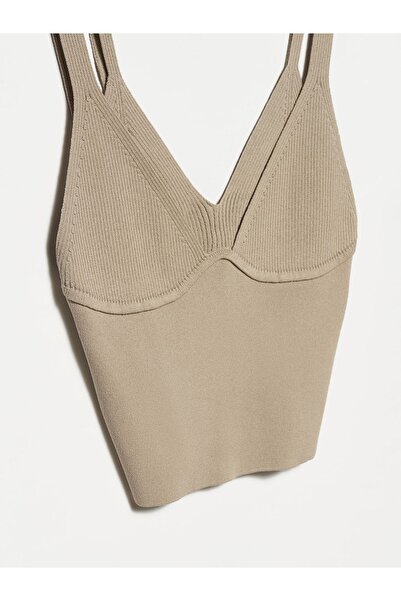 Dilvin 10335 Πλεκτό εσώρουχο διπλό λουράκι-μινκ