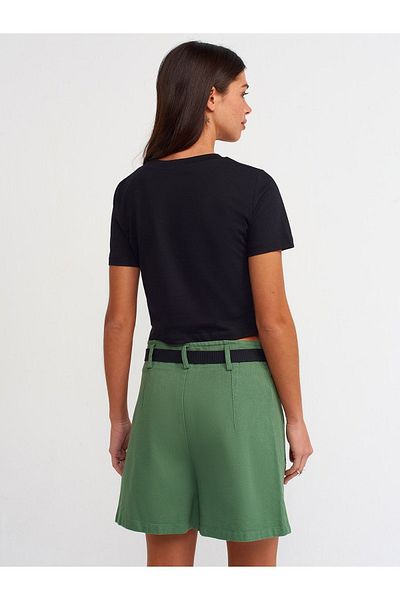 Dilvin 70365 Pantaloni scurți cu curea-verde