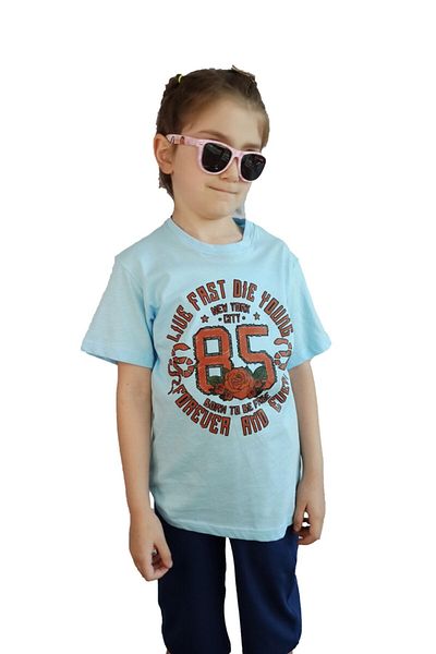 Bluence Blue Girl Waiter Children's Cotton T-shirt