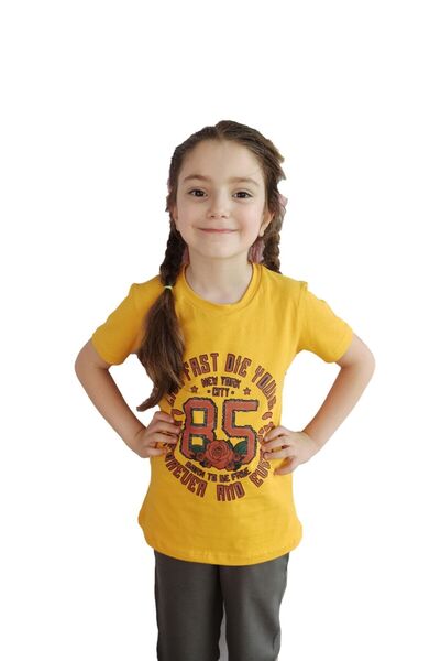 Bluence Tricou din bumbac pentru copii Hardal Kız Garson