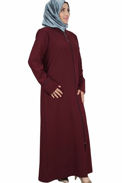 Bluence Top de damă cu guler roșu Claret, roșu Claret, cu fermoar