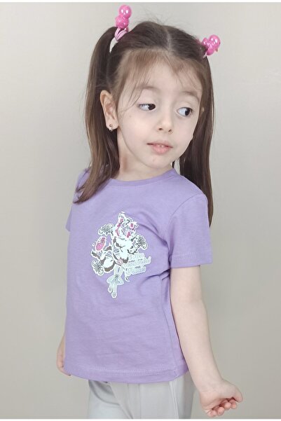 Bluence Tricou din bumbac liliac pentru fete