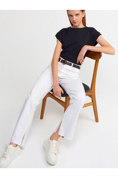 Dilvin 3504 Памучна тениска с кръгло деколте-ЧЕРНА