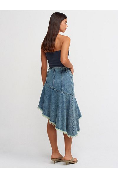 Dilvin 80547 Fustă de denim asimetrică Tint Wash - Tint
