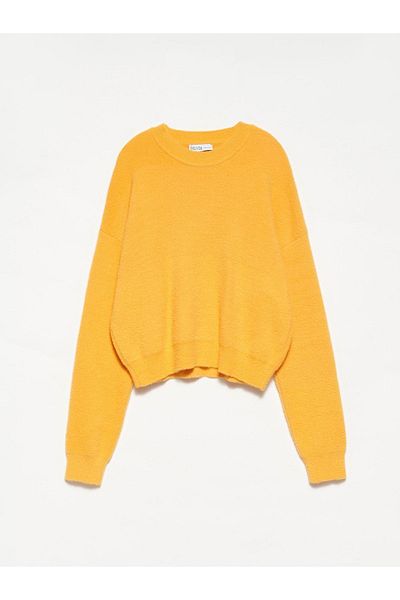 Dilvin 10276 Πουλόβερ Crew Neck-κίτρινο