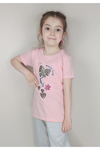 Bluence Tricou roz din bumbac pentru fete Garson