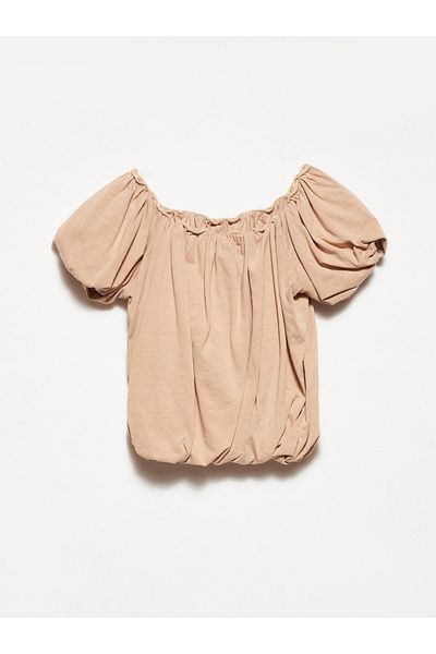 Dilvin 20660 Washed Top-Μπεζ