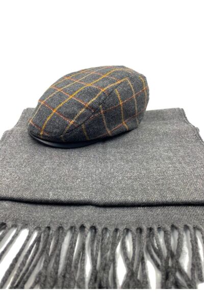 mercantoptan Men's Hat Wool London Cap with Scarf Gift Combination