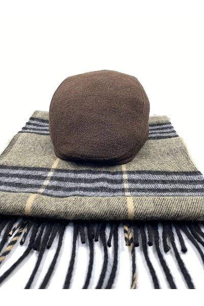 mercantoptan Men's Hat Wool London Cap with Scarf Gift Combination