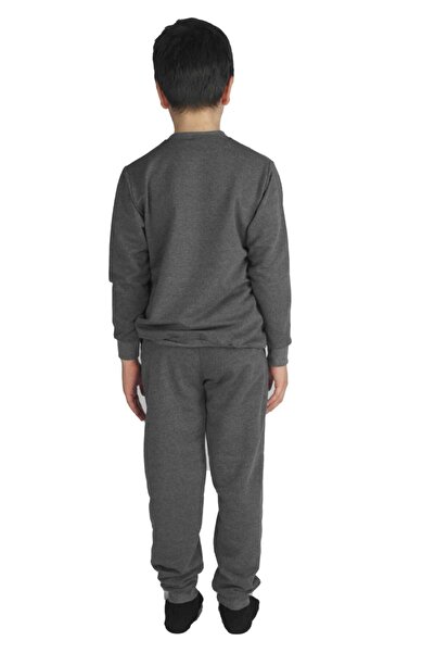Bluence Boy's Gray Waiter Printed Cotton Tracksuit Set