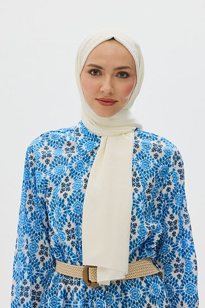 Mira İpek Shiny Jacquard Bloom Patterned Shawl