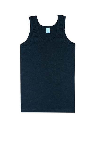 Bluence Boy's Black Ribbed Cotton Tank Top
