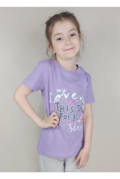 Bluence Tricou mov din bumbac liliac pentru fete