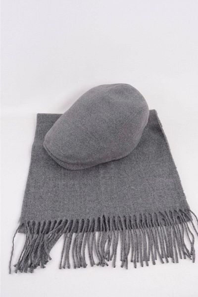 mercantoptan Men's Hat Wool London Cap with Scarf Gift Combination