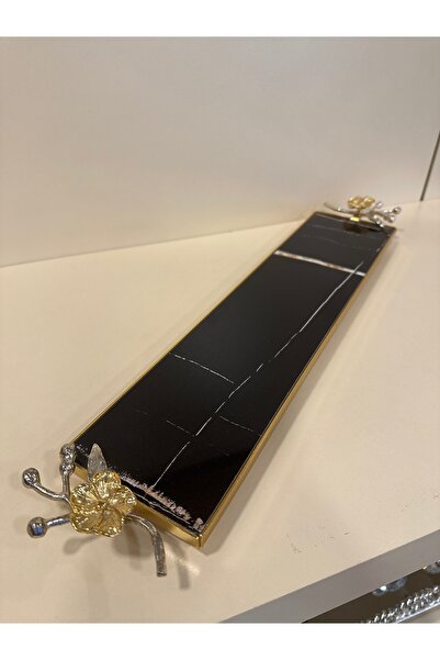 PLUS HOME MERMER SUNUM SERVİS ORKİDE MODELİ UZUN  ALTIN SİYAH