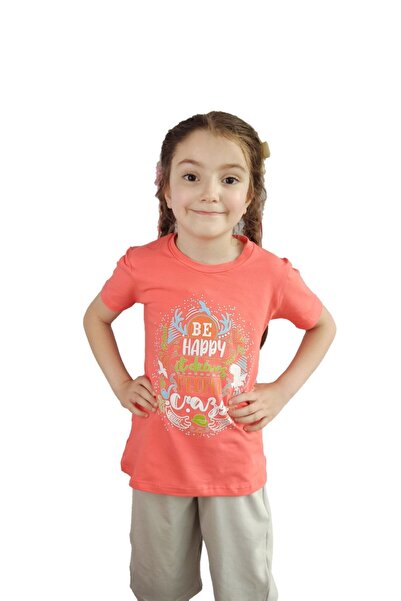 Bluence Tricou din bumbac pentru copii, cu flori de rodie, pentru fete