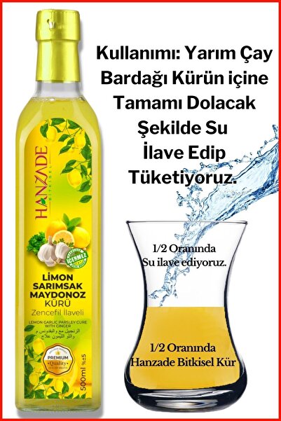 Hanzade Bitkisel Limon Sarımsak Maydanoz Kürü 500 Ml X 6 Adet Cam Şişe