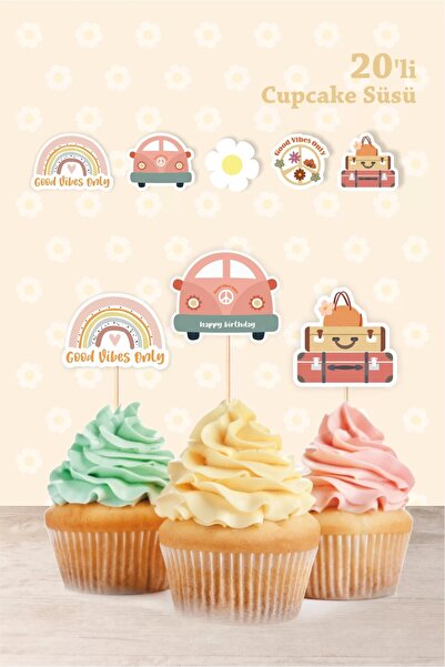 neşeli günlerim Рожден ден с тема „Добри вибрации“ * Топер за мъфини „20-те“