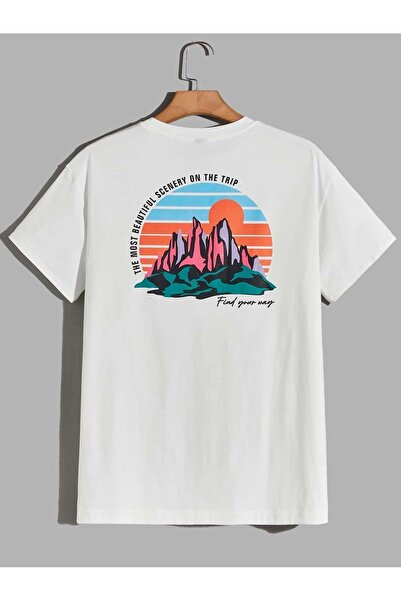 SeusCraft Μπλουζάκι Scenery Trip - Λευκό με στάμπα, Oversize, Καλοκαιρινό κον...